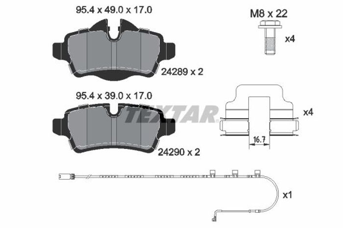 Bremsbelagsatz hinten (mit Bremssattelführungsschrauben), passt zu: MINI (R56...