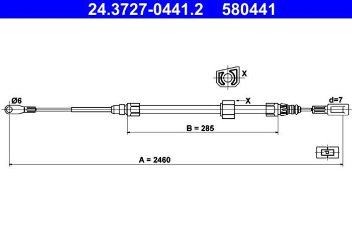 Handbremsseil vorne L/R (2460mm) passt zu: MERCEDES SPRINTER 2-T (B901, B902)...