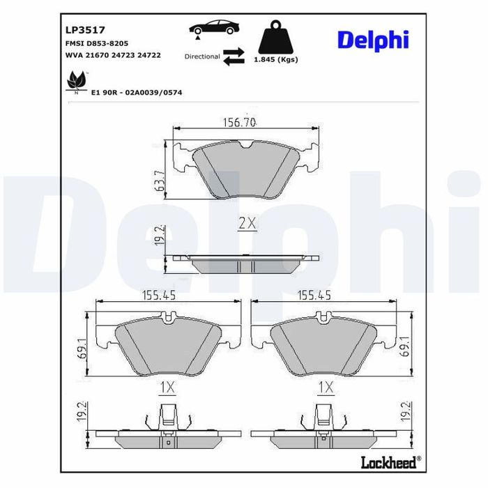 Bremsbelagsatz vorne , passt zu: MERCEDES E (W211), E T-MODEL (S211), S (W220...
