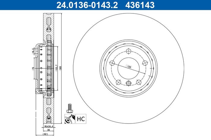 Zweiteilige Bremsscheibe vorne L passt zu: BMW X5 (E70), X5 (F15, F85), X6 (E...