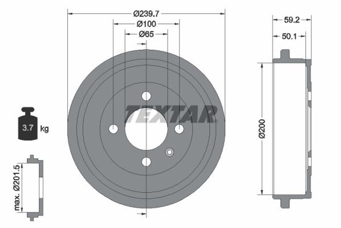 Bremstrommel hinten passt zu: CHERY COWIN; SEAT AROSA, CORDOBA, CORDOBA VARIO...