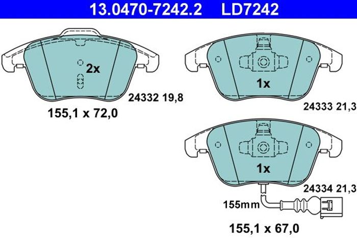 Bremsbelag Keramik vorne , passt zu: AUDI Q3; SEAT ALHAMBRA; VW PASSAT B7, SH...