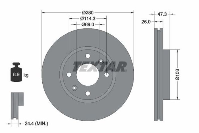 Bremsscheibe vorne L/R (ohne Radschraube) passt zu: HYUNDAI ELANTRA III, GRAN...