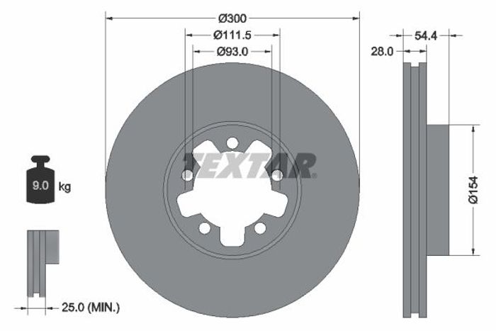 Bremsscheibe vorne L/R (ohne Radschraube) passt zu: FORD TRANSIT, TRANSIT TOU...