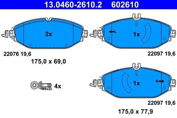 Bremsbelagsatz vorne , passt zu: MERCEDES C (A205), C (C205), C (W205), C T-M...