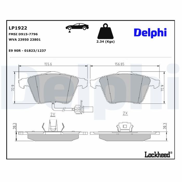 Bremsbelagsatz vorne , passt zu: AUDI A4 B6, A4 B7, A6 ALLROAD C6, A6 C5, A6...