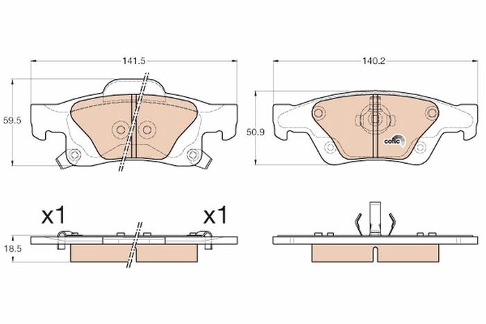 Bremsbelagsatz hinten , passt zu: DODGE DURANGO; JEEP GRAND CHEROKEE, GRAND C...