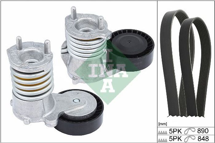 Satz der Rippenriemen (mit Rollen) passt zu: VOLVO C30, C70 II, S40 II, V50;...