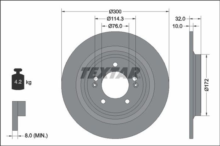 Bremsscheibe hinten L/R passt zu: HYUNDAI KONA, TUCSON; KIA OPTIMA, SPORTAGE...