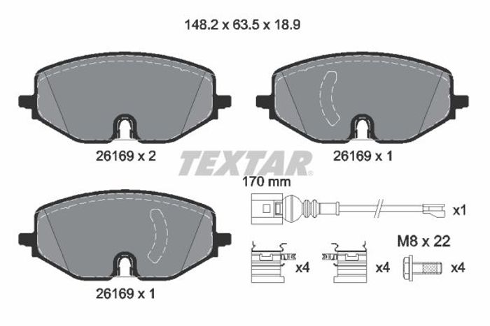 Bremsbelagsatz vorne (mit Bremssattelführungsschrauben), passt zu: AUDI A3, A...
