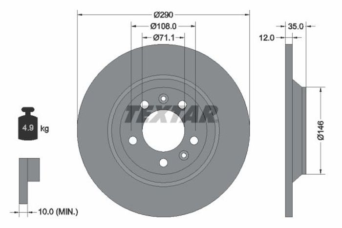 Bremsscheibe hinten L/R (ohne Radschraube) passt zu: CITROEN C5 III; PEUGEOT...