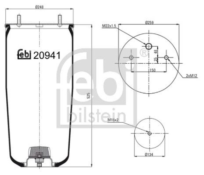 Balg Luftfederung hinten (durchmesser: 260mm, (en) without base) passt zu: BPW O