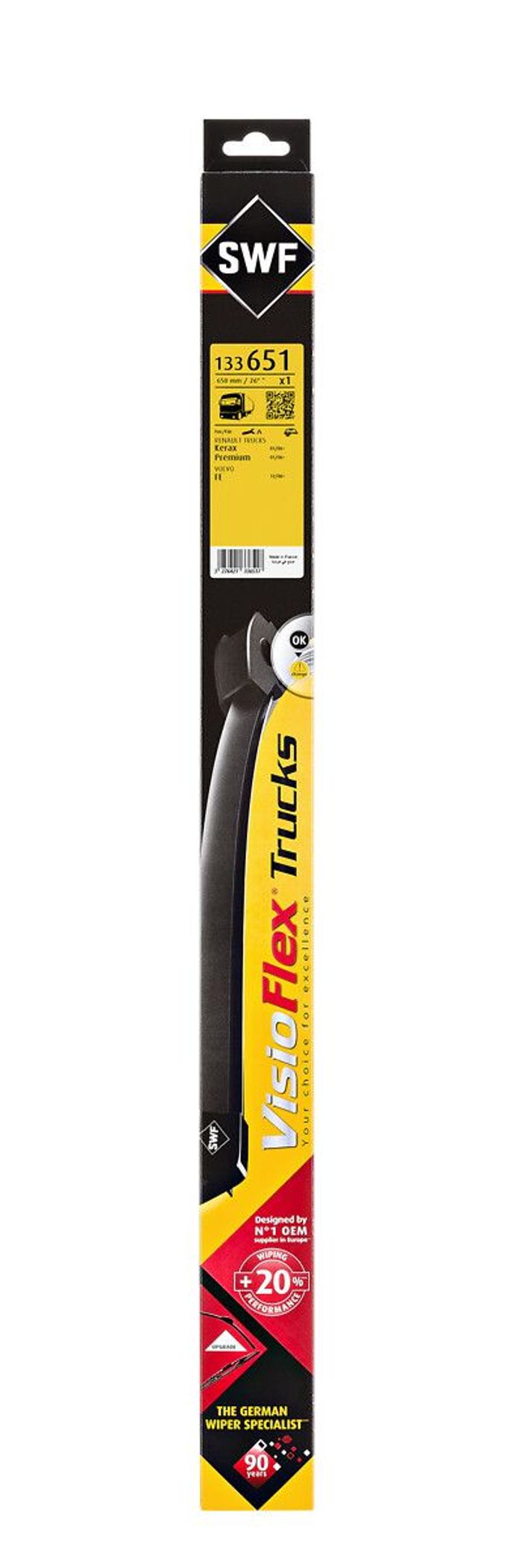 Wischerblatt Flachbalkenwischer vorne mit Spoiler (1Stück) Visioflex 650mm pa...