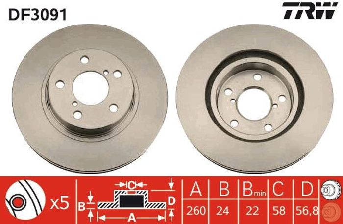 Bremsscheibe vorne L/R passt zu: SUBARU IMPREZA, LEGACY I, LEGACY II, LEGACY...