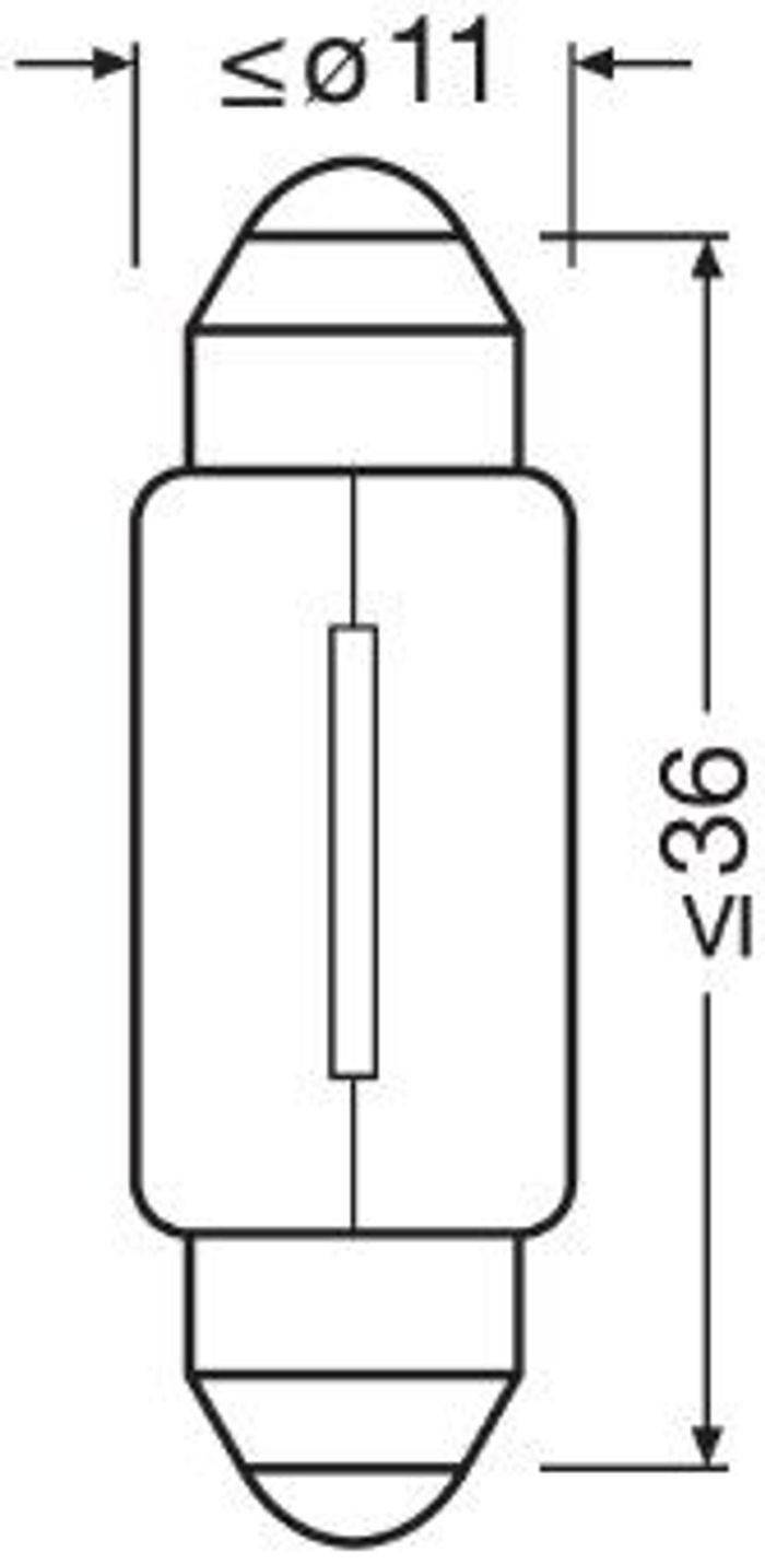 Glühbirne (Karton 10Stück) C5W 24V 5W SV8,5-8 röhrenförmig Standard