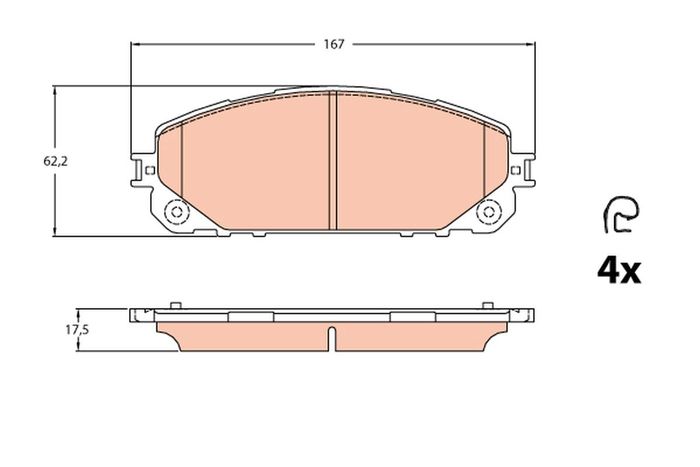 Bremsbelagsatz vorne (mit Extras), passt zu: JEEP CHEROKEE 2.0-3.2 11.13