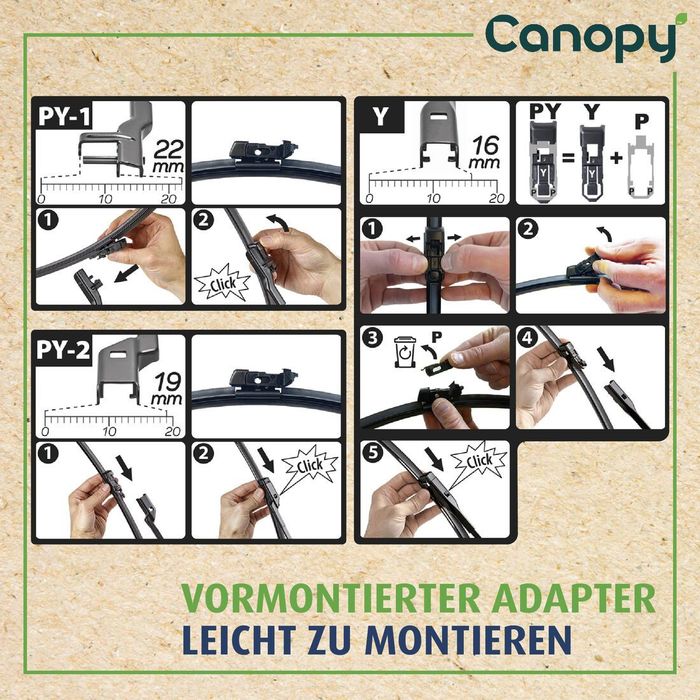 Wischerblatt Flachbalkenwischer vorne mit Spoiler (1Stück) Canopy 380mm passt...