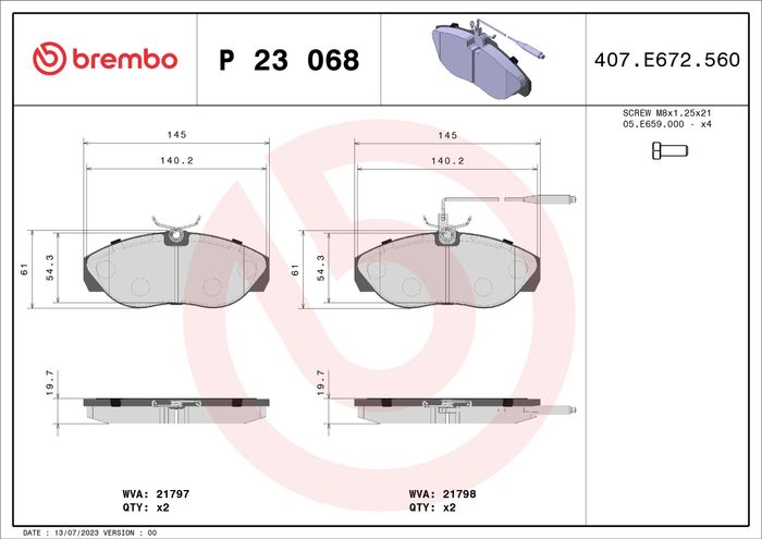Bremsbelagsatz vorne , passt zu: CITROEN JUMPER I, JUMPER II; FIAT DUCATO; PE...