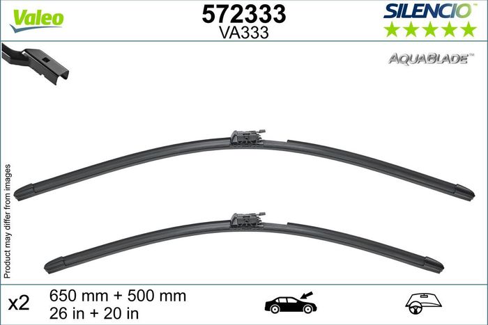 Wischerblatt Flachbalkenwischer vorne (2Stück) Silencio 650/500mm passt zu: L...