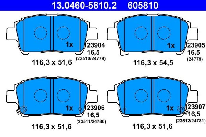 Bremsbelagsatz vorne , passt zu: TOYOTA BB I, CELICA, COROLLA, COROLLA VERSO,...
