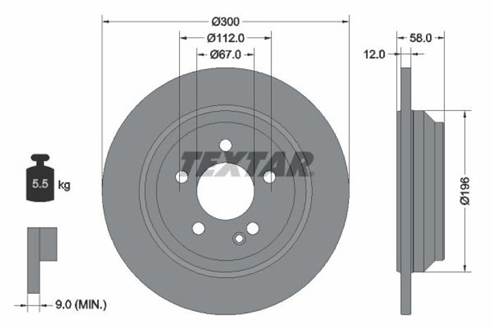 Bremsscheibe hinten L/R passt zu: MERCEDES EQV (W447), MARCO POLO CAMPER (W44...