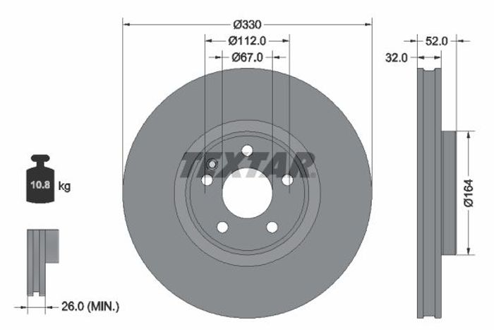 Bremsscheibe vorne L/R passt zu: MERCEDES EQV (W447), V (W447) 2.0H/Electric...