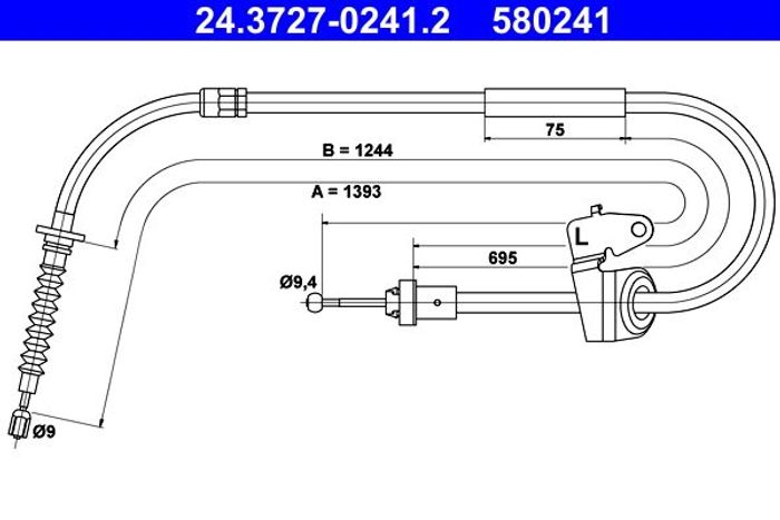 Handbremsseil hinten L (1393mm) passt zu: MINI (R56), (R57), (R58), (R59) 1.4...