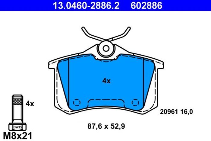 Bremsbelagsatz hinten (mit Bremssattelführungsschrauben), passt zu: AUDI A4 B...