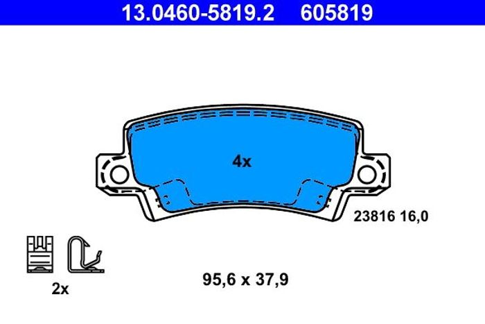 Bremsbelagsatz hinten , passt zu: TOYOTA COROLLA 1.3-2.0D 03.01-03.08