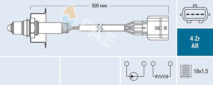 Lambdasonde (anzahl der Leitungen 4, 500mm) passt zu: NISSAN JUKE, PULSAR, QA...