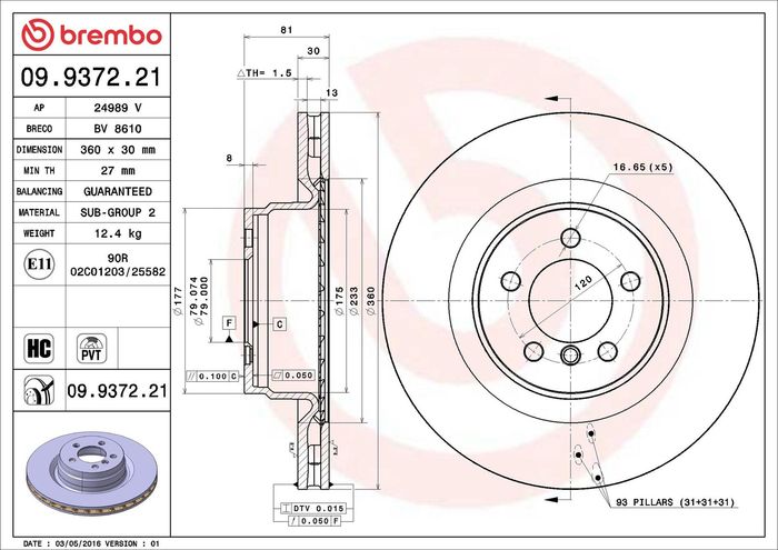 Bremsscheibe vorne L/R passt zu: LAND ROVER RANGE ROVER III 3.6D/4.2/5.0 05.0...