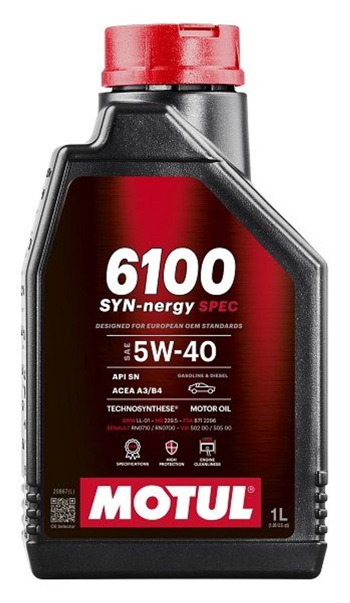Motoröl 6100 (1L) 5W40 ;API SN; ACEA A3; B4; BMW LL-01; CHRYSLER MS-10725; CH...