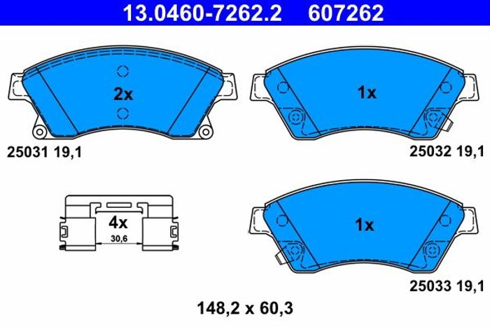 Bremsbelagsatz vorne (mit Extras), passt zu: CHEVROLET AVEO, CRUZE; OPEL ASTR...