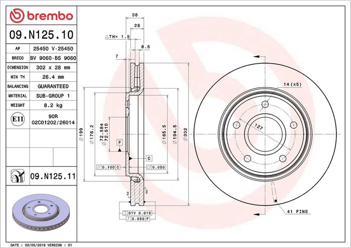 Bremsscheibe vorne L/R passt zu: CHRYSLER GRAND VOYAGER V, TOWN & COUNTRY, VO...