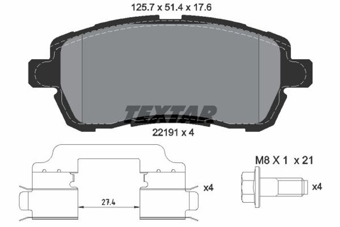Bremsbelagsatz vorne , passt zu: FORD KA+ III 1.2/1.5D 06.16-12.20