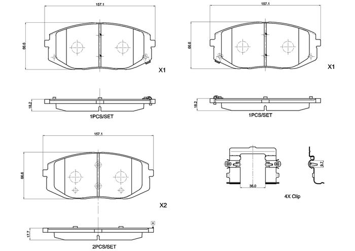 Bremsbelagsatz vorne , passt zu: HYUNDAI STARIA 1.6H/2.2D 01.21