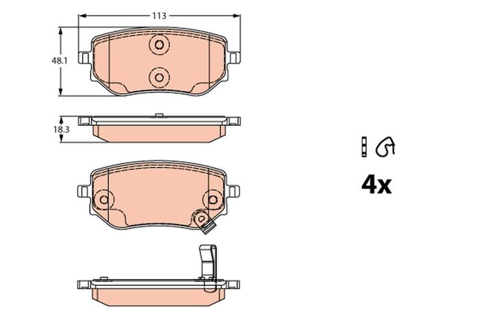 Bremsbelagsatz hinten (mit Extras), passt zu: MERCEDES X (470) 2.3D/3.0D 09.17