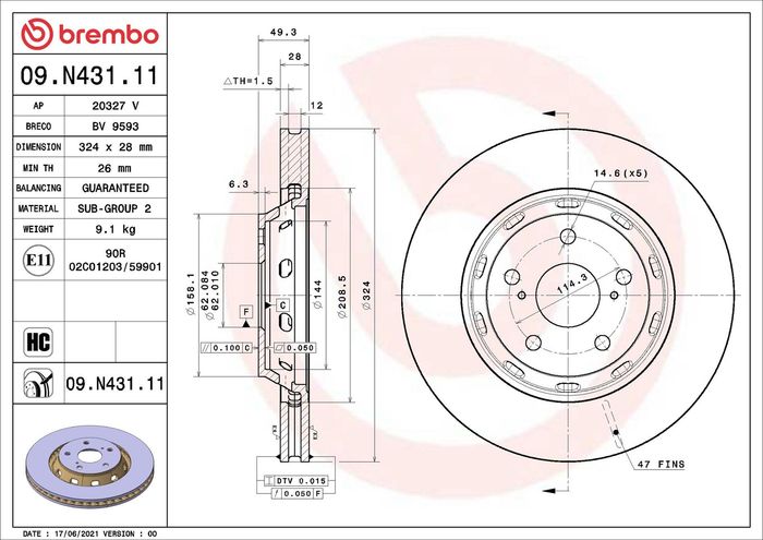 Bremsscheibe vorne L/R passt zu: TOYOTA VENZA 2.7/3.5 11.08-11.16