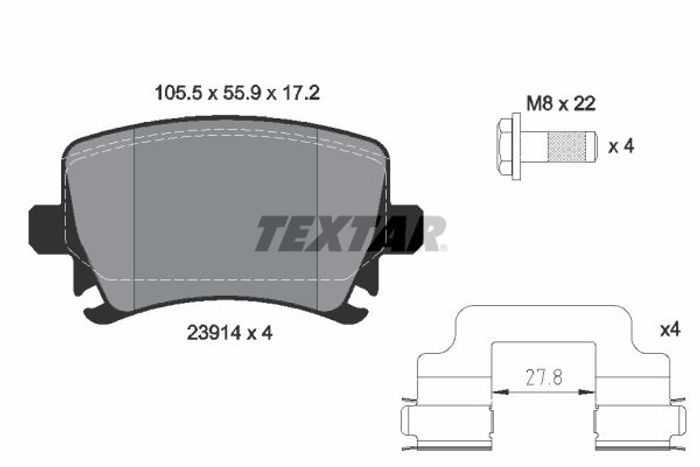 Bremsbelagsatz hinten , passt zu: AUDI A3, A6 C6, TT; SEAT LEON, LEON SC, LEO...