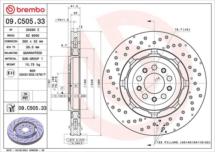 Bremsscheibe vorne L/R passt zu: ALFA ROMEO GIULIA, STELVIO 2.9 10.15