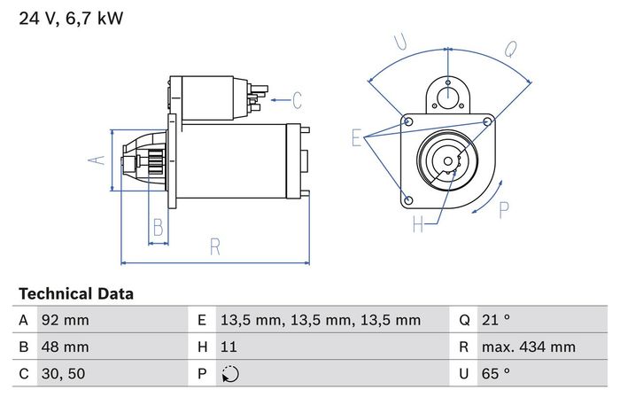 Anlasser (24V, 6,7kW, runderneuert) passt zu: SCANIA 4, 4 BUS DC11.01-DT12.08...