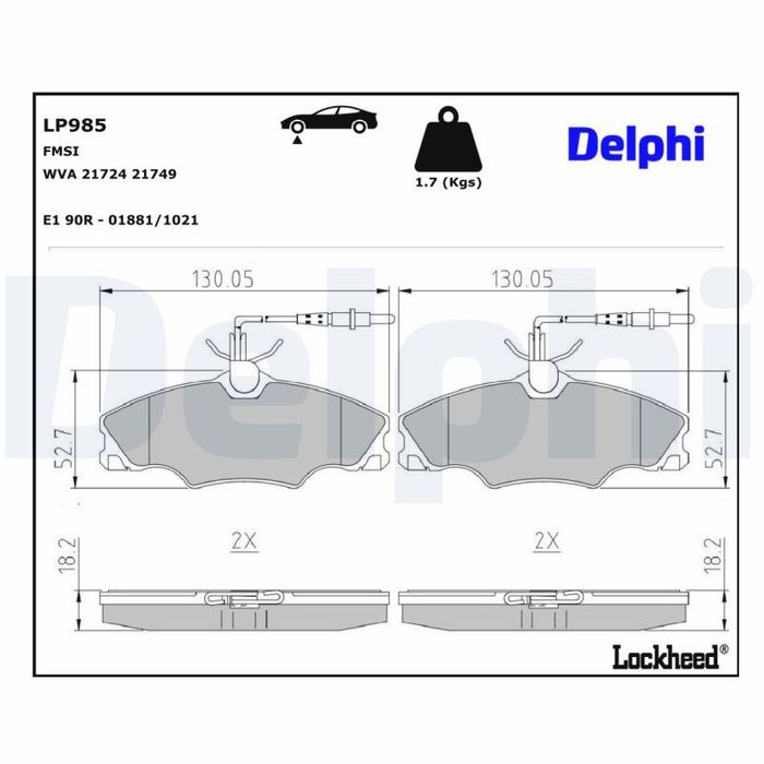Bremsbelagsatz vorne , passt zu: PEUGEOT 406 1.6/1.8/1.9D 11.95-10.04
