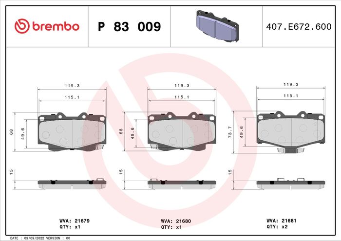 Bremsbelagsatz vorne , passt zu: TOYOTA 4 RUNNER II, 4 RUNNER III, HILUX V, H...