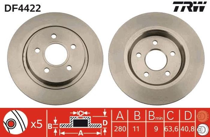 Bremsscheibe hinten L/R passt zu: VOLVO C30, C70 II, S40 II, V50; FORD C-MAX,...