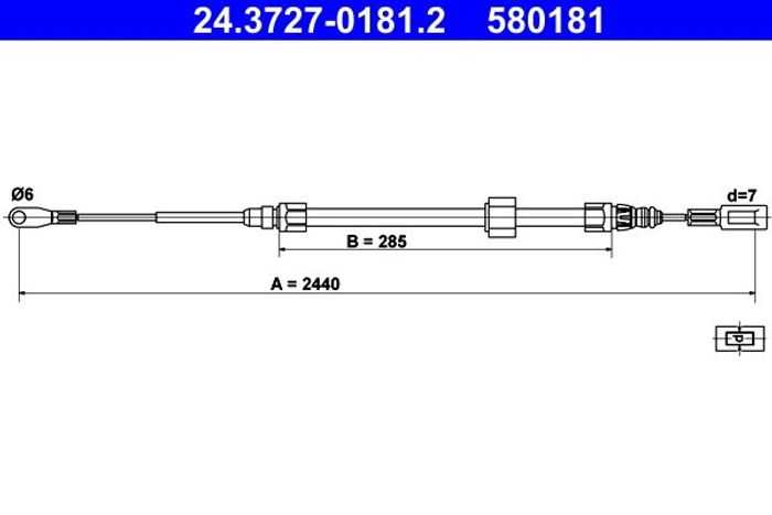 Handbremsseil vorne L/R (2440mm) passt zu: MERCEDES SPRINTER 4,6-T (B909), SP...