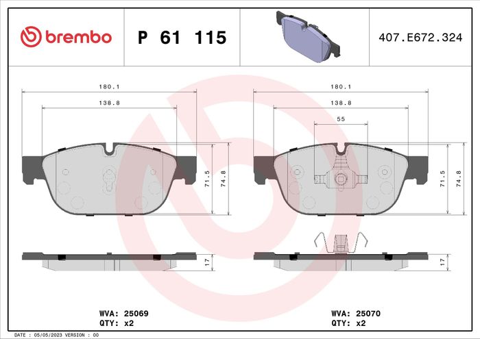 Bremsbelagsatz vorne , passt zu: DS DS 4, DS 5; CITROEN C5 III, C6, DS4, DS5;...