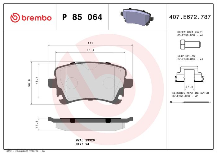 Bremsbelagsatz hinten , passt zu: VW PHAETON 3.0D-6.0 04.02-03.16