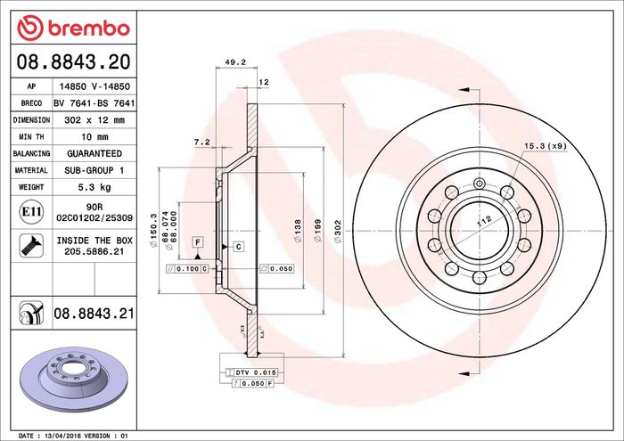 Bremsscheibe hinten L/R passt zu: AUDI A6 C6 2.0-3.2 05.04-08.11