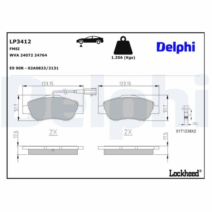 Bremsbelagsatz vorne , passt zu: FIAT 500, 500 C, PANDA; FORD KA 1.2-1.4CNG 0...