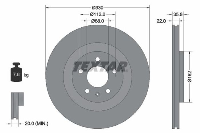 Bremsscheibe hinten L/R (ohne Radschraube) passt zu: AUDI A4 ALLROAD B8, A4 A...